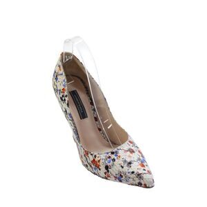 Andrew Kayla Womens Snakeskin Paint Print Pumps White Size 39 9